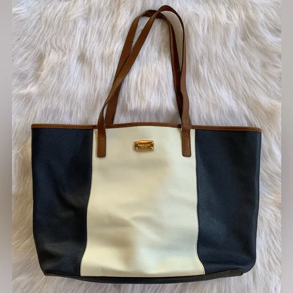 Michael Kors Jet Set Travel Large Tote - Navy/White Colorblock - Picture 2 of 11